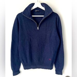 VALENTINO Lambswool Men's Navy Half-Zip Sweater